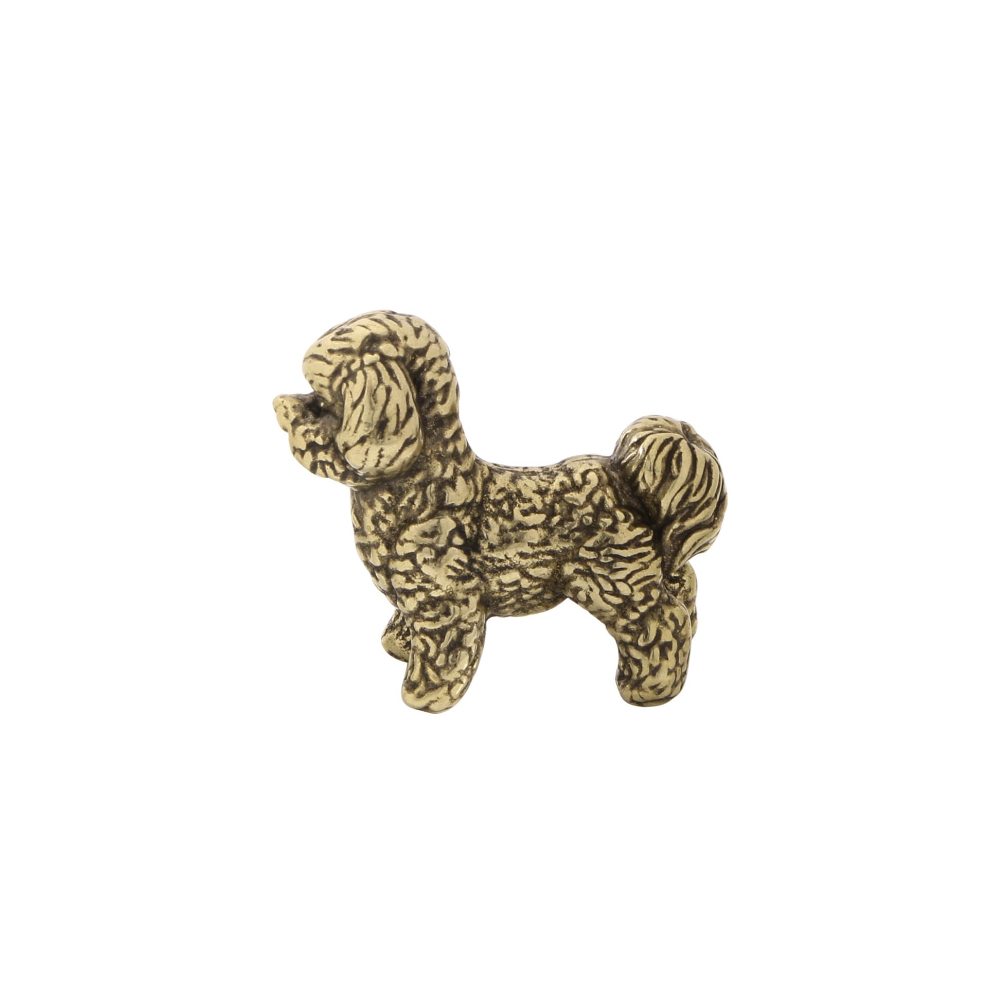 NGDFGR Brass Cute Bichon Frise Miniature Statue,Metal Realistic Pet Dog Sculpture Figurine Desktop Ornament Home Bonsai Micro Landscape Decr Accessories