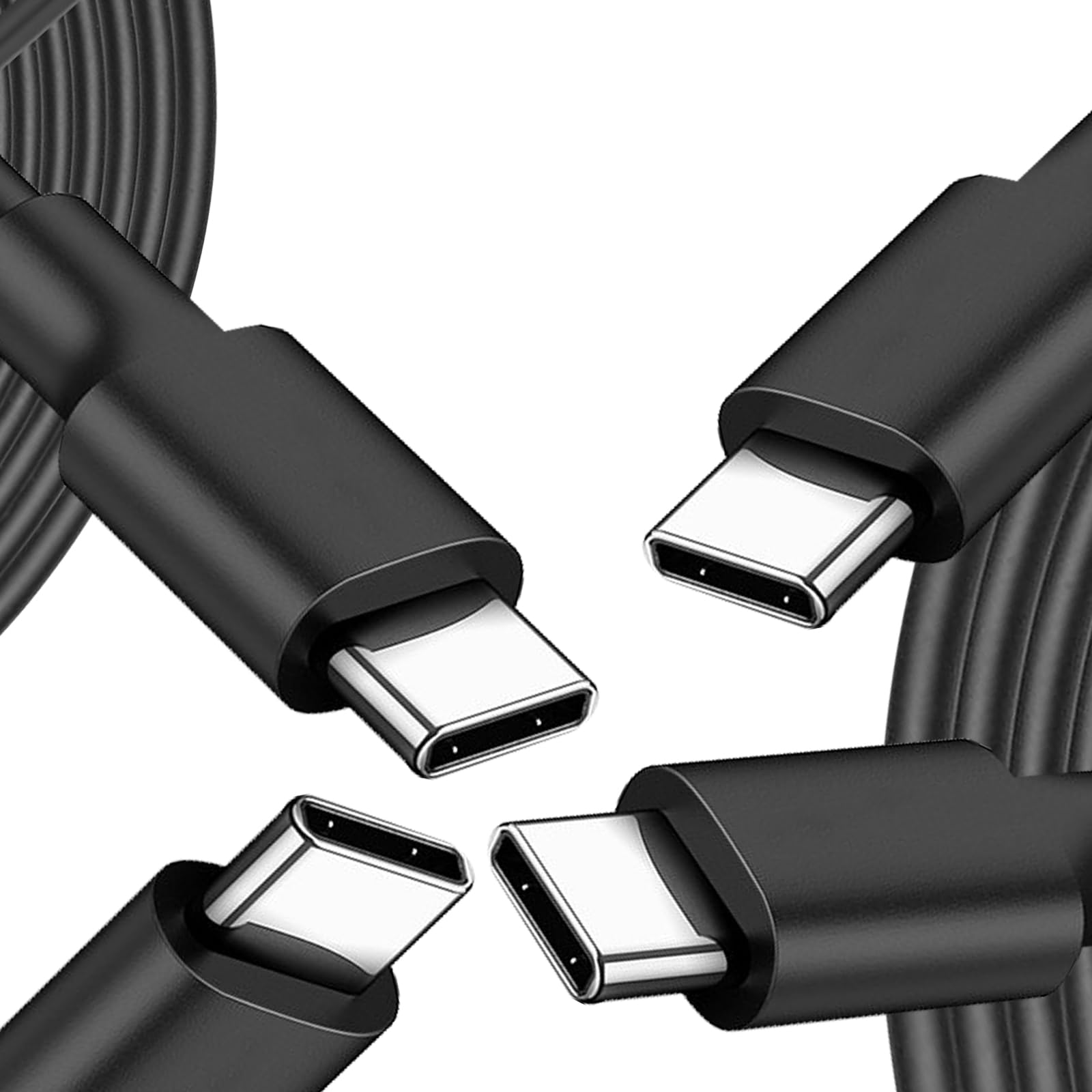 2 Pack 6ft USB-C to USB-C Cables, Impressive 20,000-Bend Lifespan - Ingenious Reversible Design - High-Speed Fast Charging Included (Black)