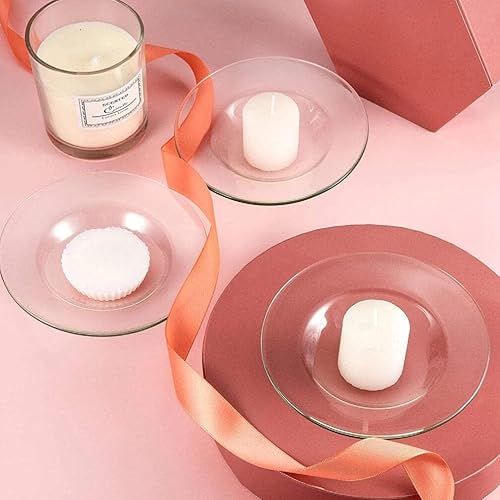 Miniatura 5 de HOMSFOU Calentador de velas, 2 piezas de repuesto para calentador de aceite, calentador de cera para derretimiento, plato redondo de vidrio, plato