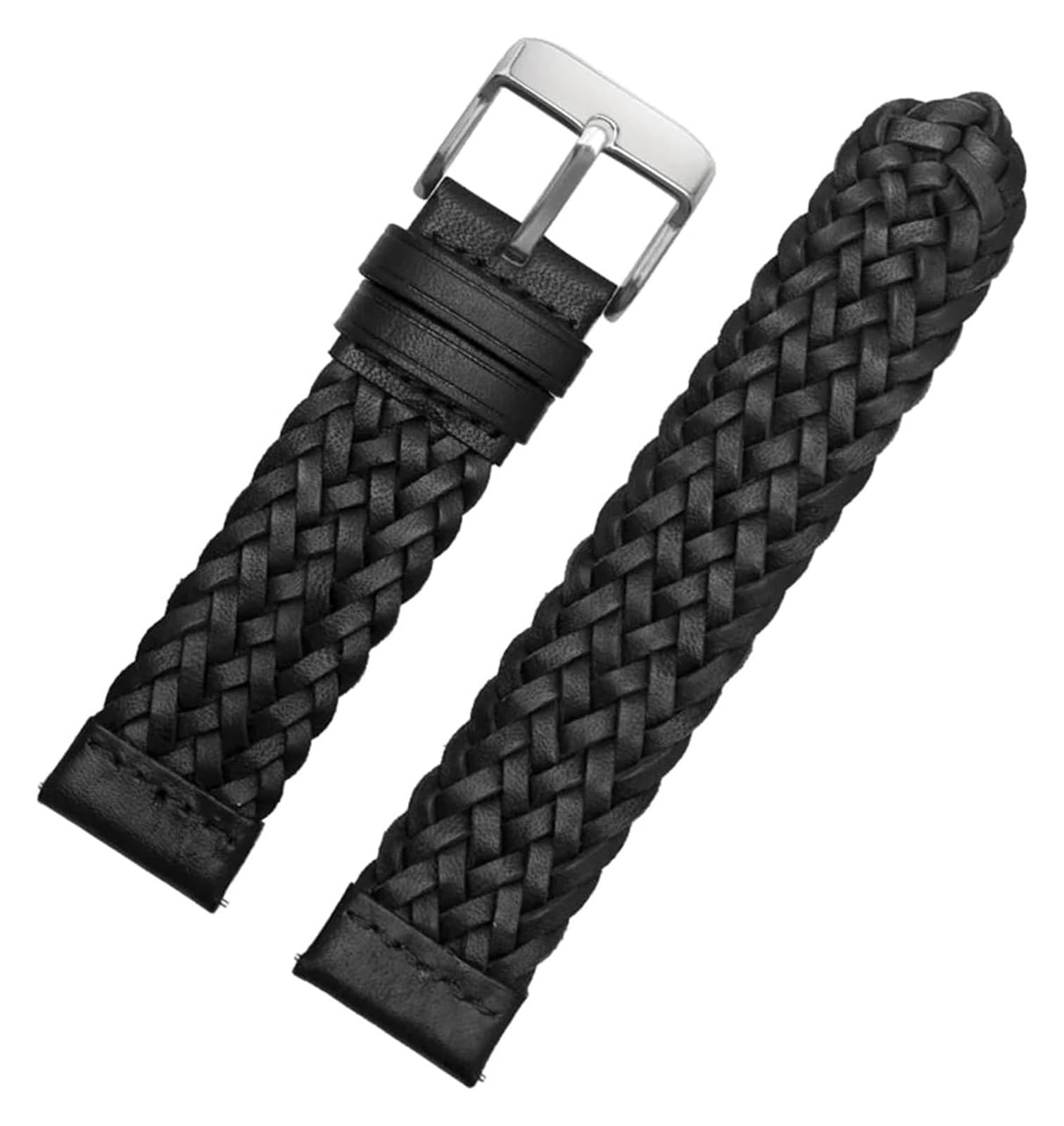 Remplacement des Bandes de Surveillance 20/22 / 24 mm Strape DE Montre DE COHIDE TRESSÉE pour Les Montres Smart (Brown-Black, 24 mm)