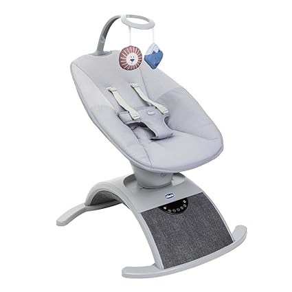 Chicco Silver Swing & Bouncer with Adjustable backrest|8 Different Oscillating Movements& 15 melodies |Touch Screen Display|Comfy Wave Baby Bouncer SILVERSPRING