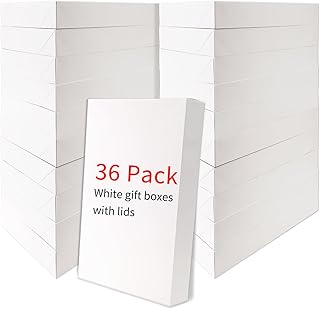 Yeaqee 36 Pack Christmas White Shirt Boxes with Lids Gift Boxes for Wrapping Gifts Bulk 15 x 9.5 x 2.4 in Shirt Size Gift Boxes White Empty Present Box for Christmas Presents Shirts Sweaters