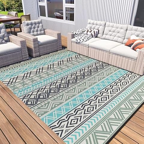 MontVoo Waterproof Outdoor Rug 5x8 Cover