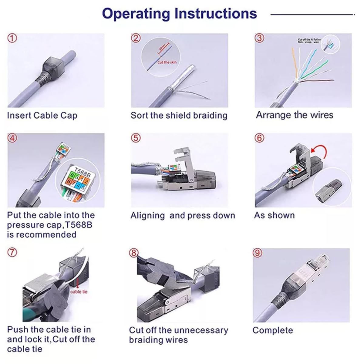 16x Netzwerk Stecker CAT 7 Werkzeuglos RJ45 CAT7 Netzwerkstecker für Verlegekabel LAN Kabel Stecker ohne Werkzeug werkzeugfrei Patchkabel Netzwerkkabel