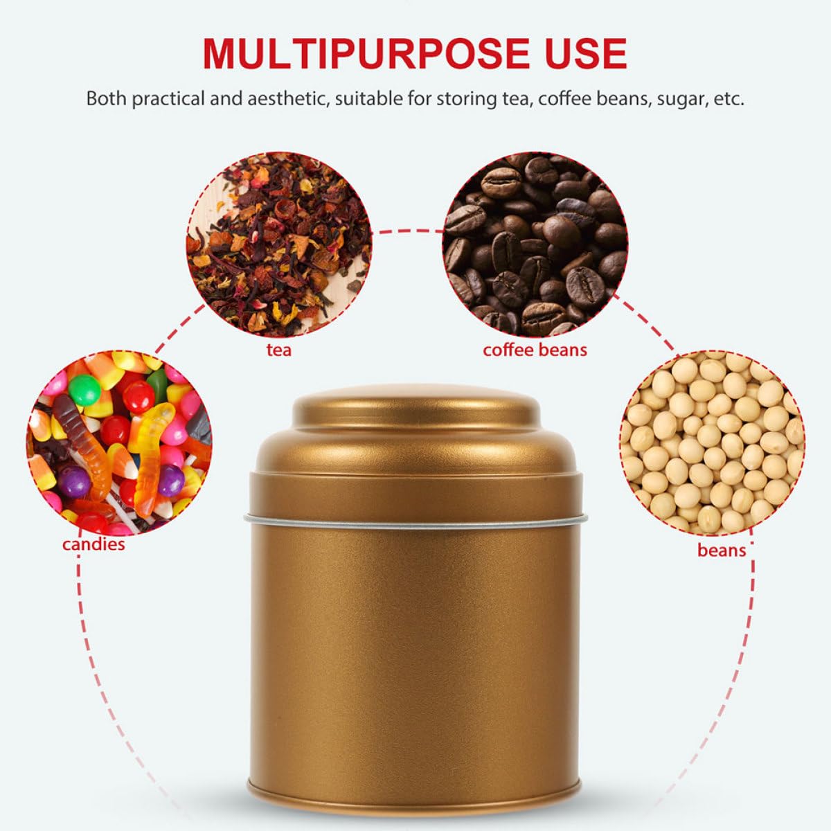 Barattoli da tè in Latta Ermetici Coperchio Doppio Strato Contenitori in Metallo per Foglie di tè Chicchi di caffè e Snack Set da 6 Pezzi per Conservazione Alimenti in Casa e