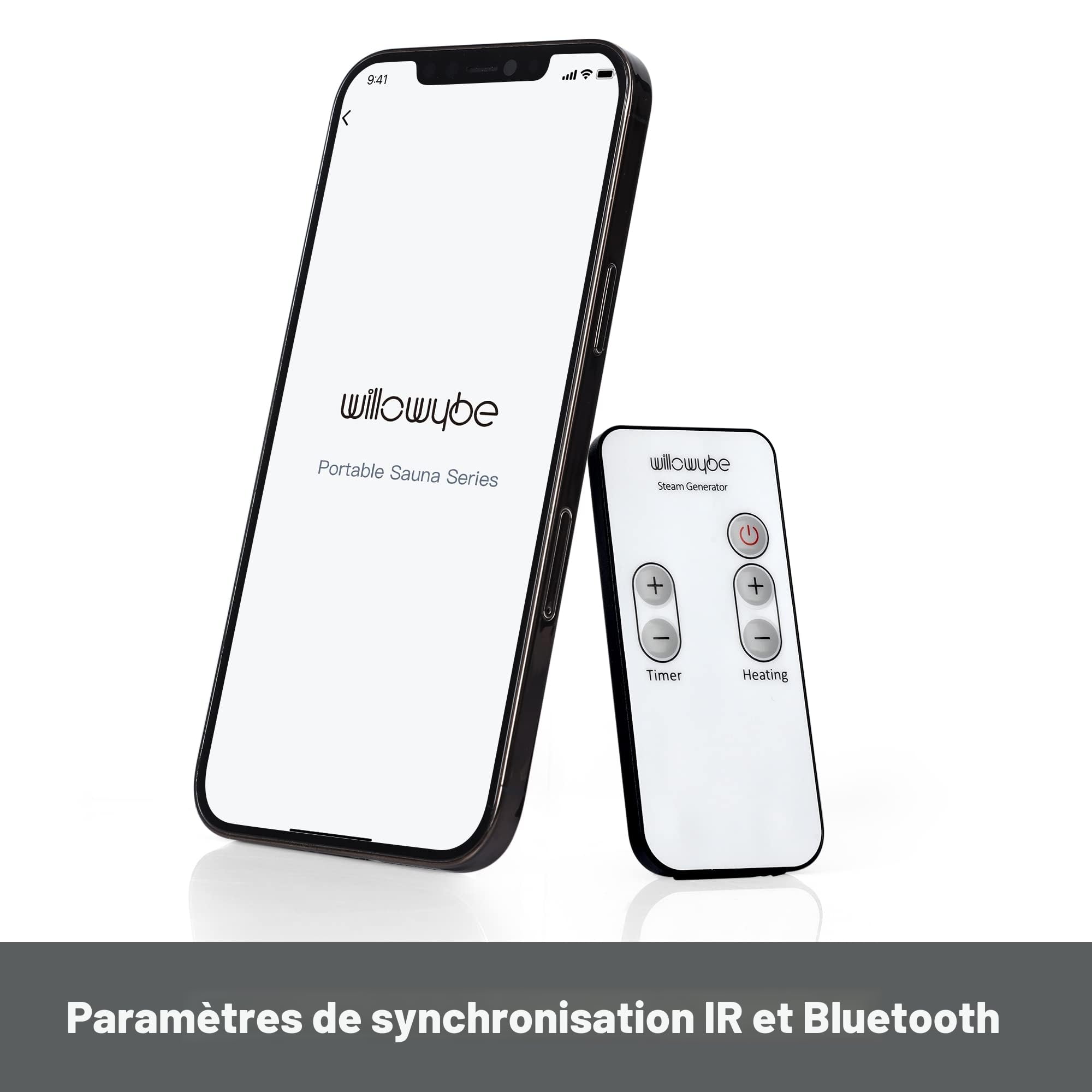 WILLOWYBE Sauna Portable Bluetooth Contrôle Générateur Vapeur 4L KingPower Tente Chaise Pliante Spa Maison