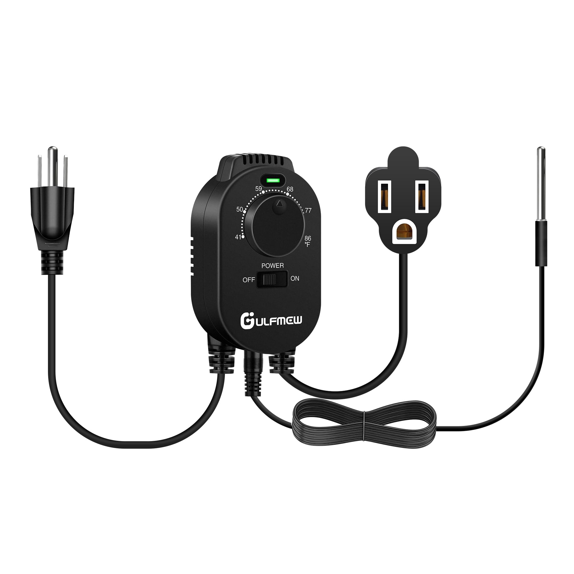 Thermostat Outlet for Heater, Temperature Controller Outlet with  Power Cord, Heating and Cooling Thermostat Outlet with Temperature Probe