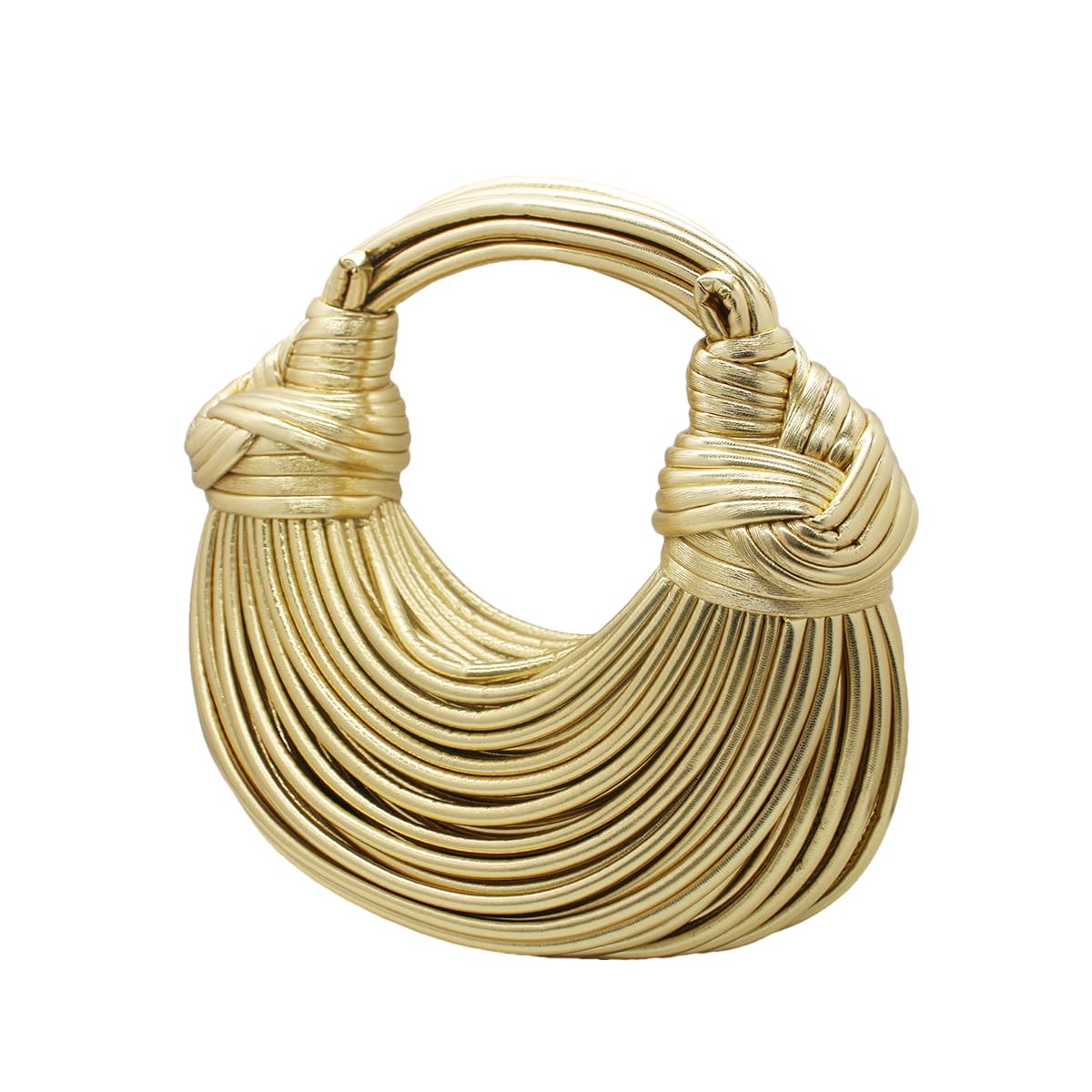 Tngan Women Woven Handbag PU Leather Satchel Creative Noodles Style Fashion Crossbody Bag, Z-gold