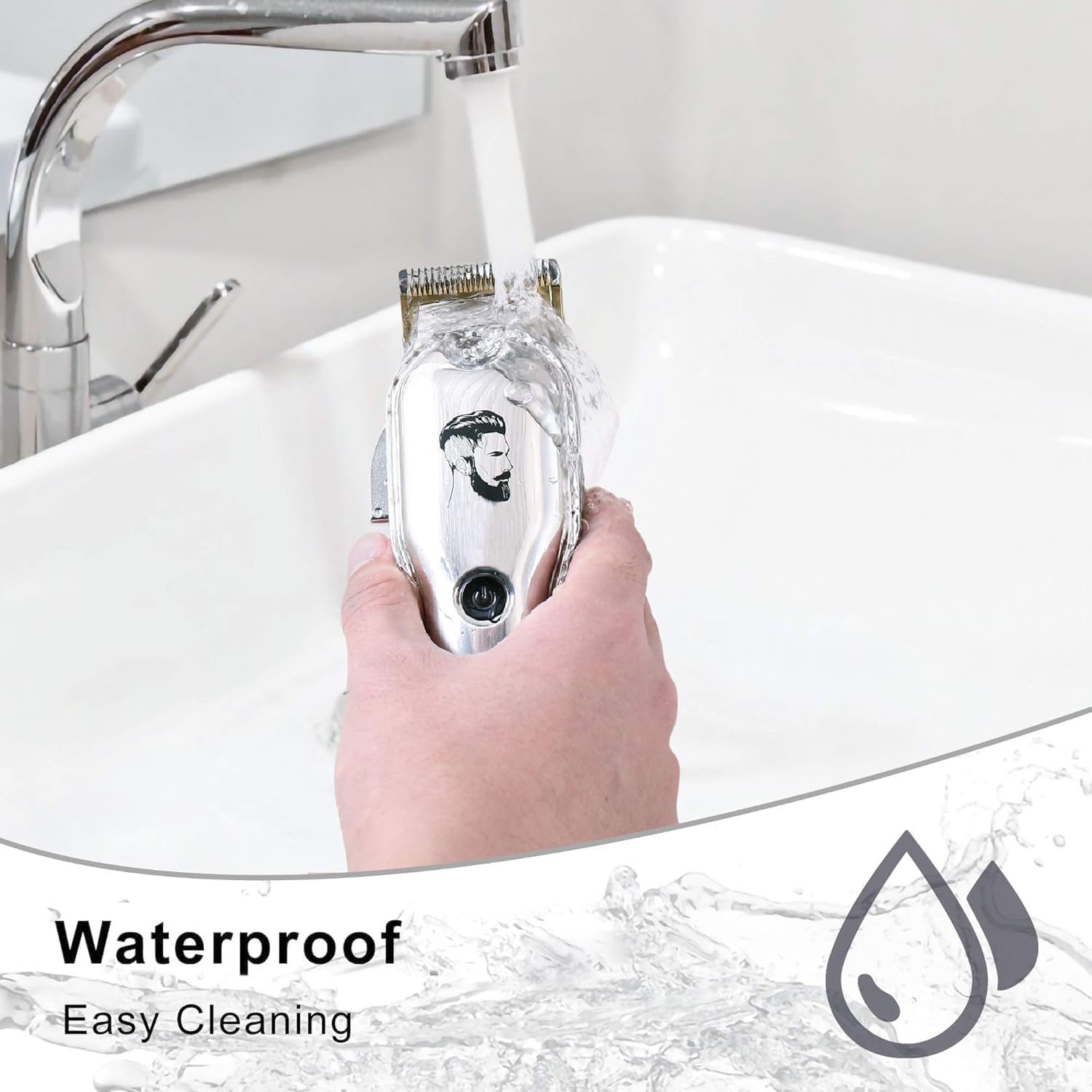 Hatteker Haarschneidemaschine Profi Haarschneider Herren Haartrimmer Bartschneider Barttrimmer Präzisionstrimmer Langhaarschneider Männer Wasserdicht IPX7