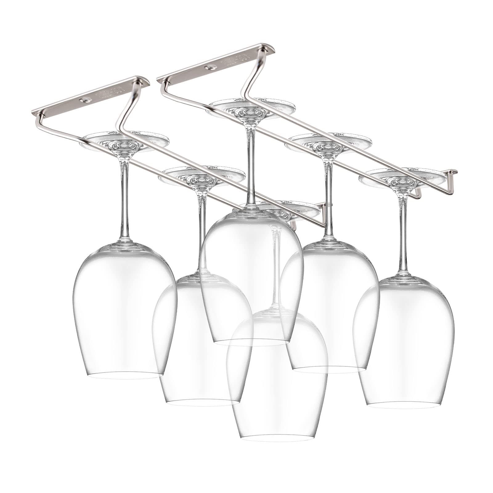 CUKE2BEET 11.8 Inch Stainless Steel Wine Glasses Rack Under Cabinet Stemware Rack, Wine Glass Hanger Rack Wire Wine Glass Holder Storage Hanger for