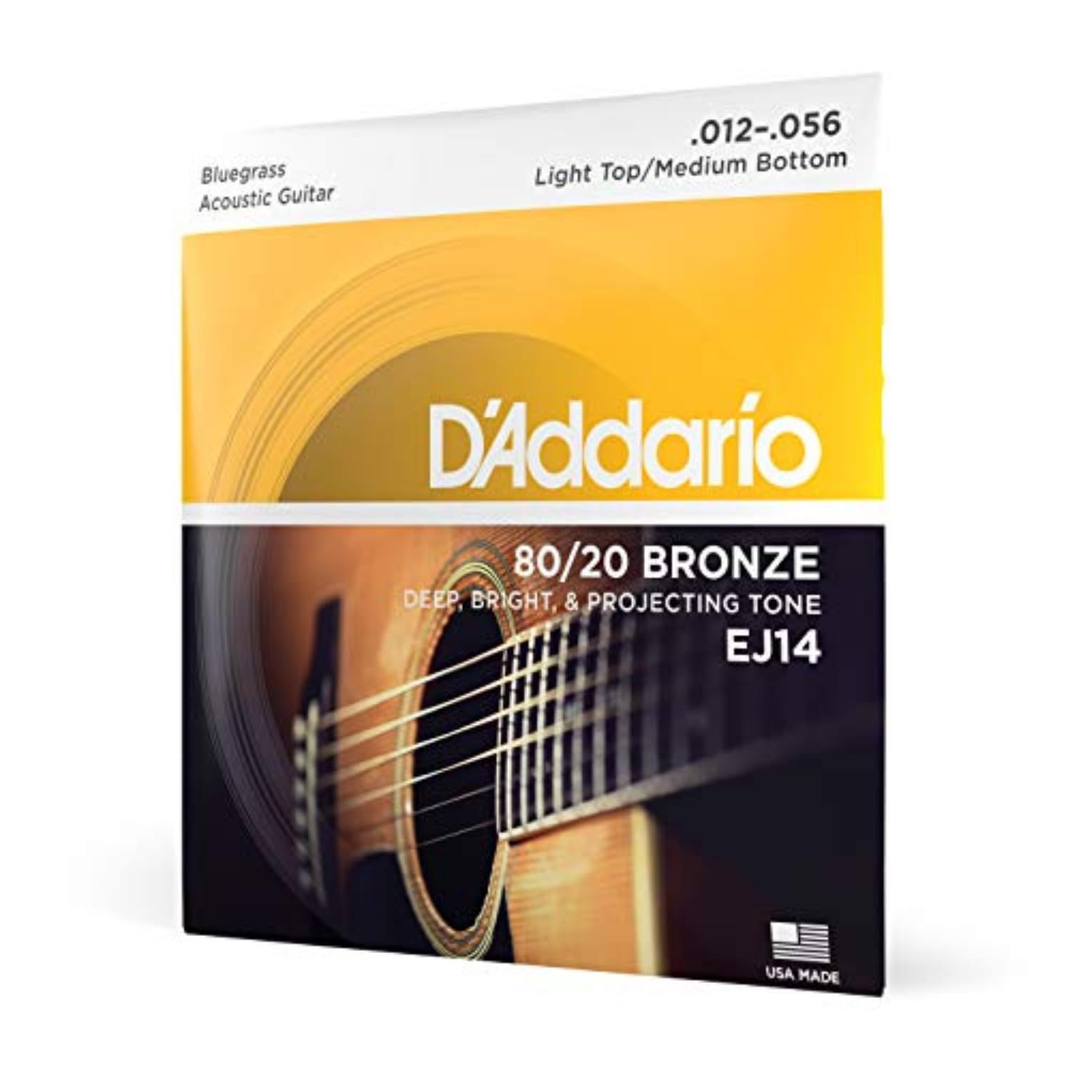 EJ14 80/20 Bronze Acoustic Guitar Strings, Light Top/Medium Bottom/Bluegrass, 12-56