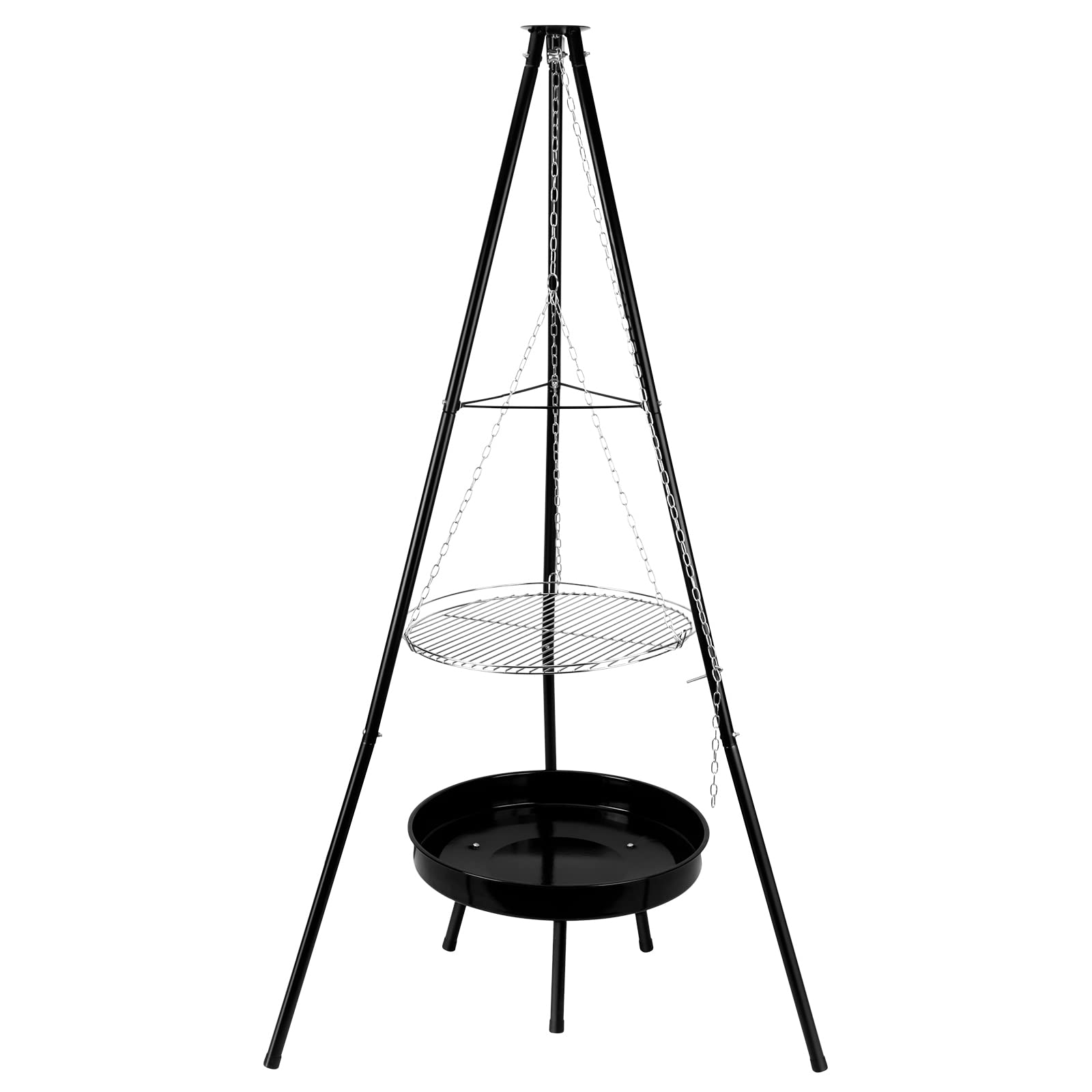 LDIW Outdoor Fire Pit Tripod Cooking Tripod with Hanging Grill and Tripod, Charcoal Barbecues Swivel Grill with Height Adjustable Hanging Chain for BBQ Camping Picnic