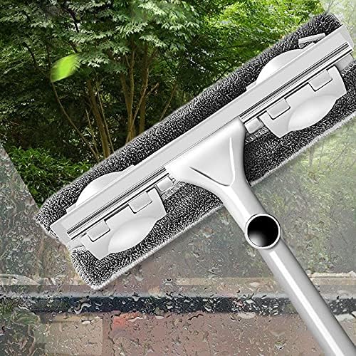 Rotating Glass Cleaning Mop Telescopic High Rise Window Cleaner Silicone Scraper Long Handle Fiber Window Scrubber