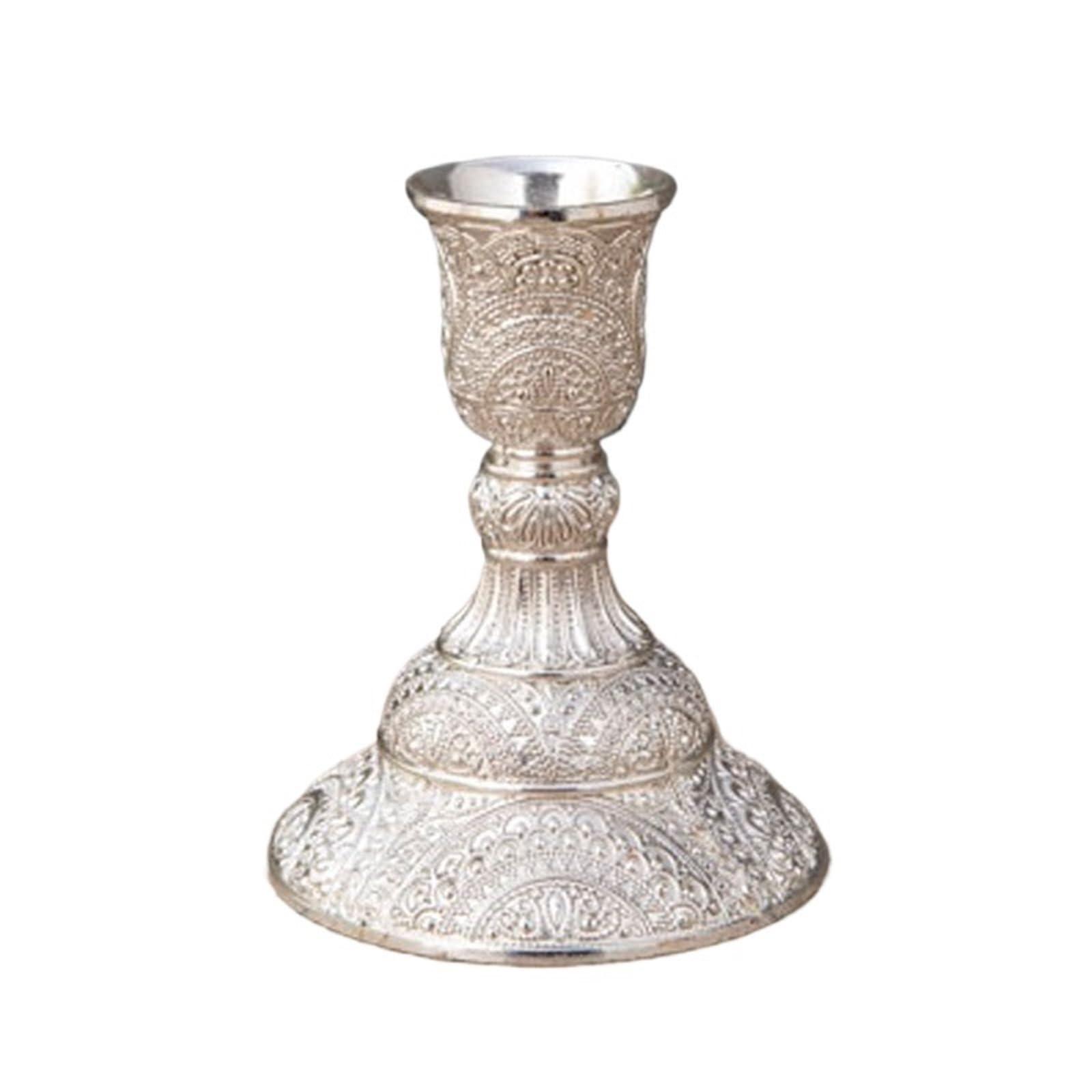 2pc Metal Candlestick Candles Holders Gold Silver Wedding Ramadan Eid Decorations Home(Sliver-10cm)