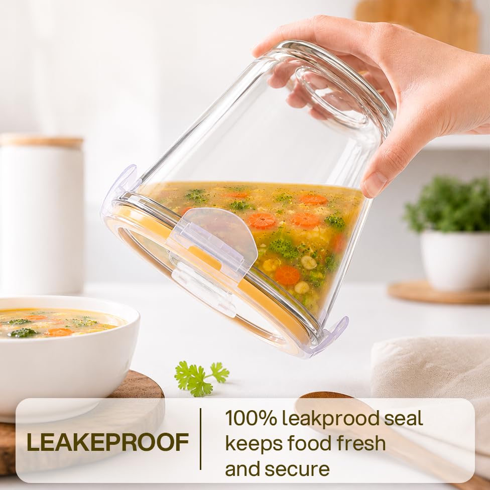 Image of CELLO Fit & Fresh Clip-O Round Lunch Box Container For Daily Use 720ml Transparent | Microwave & Fridge Safe Toughened Glass Airtight Food Storage Tiffin Box Container For Kitchen, Travel & Office Use
