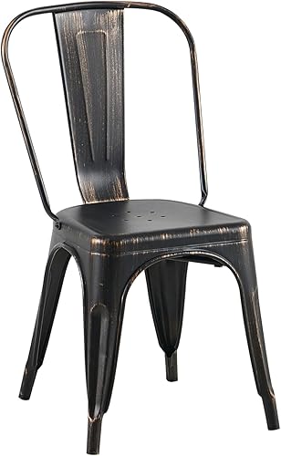 Miniatura 2 de AC Pacific Juego de 2 sillas de comedor apilables de metal para uso en interiores y exteriores, asiento apilable duradero, cocina de granja, bar,