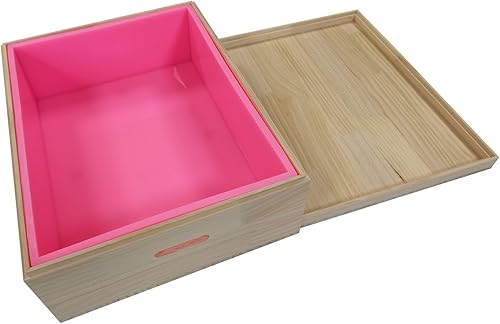 Miniatura 4 de Molde de jabón de silicona de gran tamaño con estuche de madera de 32 libras, 512 onzas, 14.5 L, molde de losa de silicona con tapa de caja de