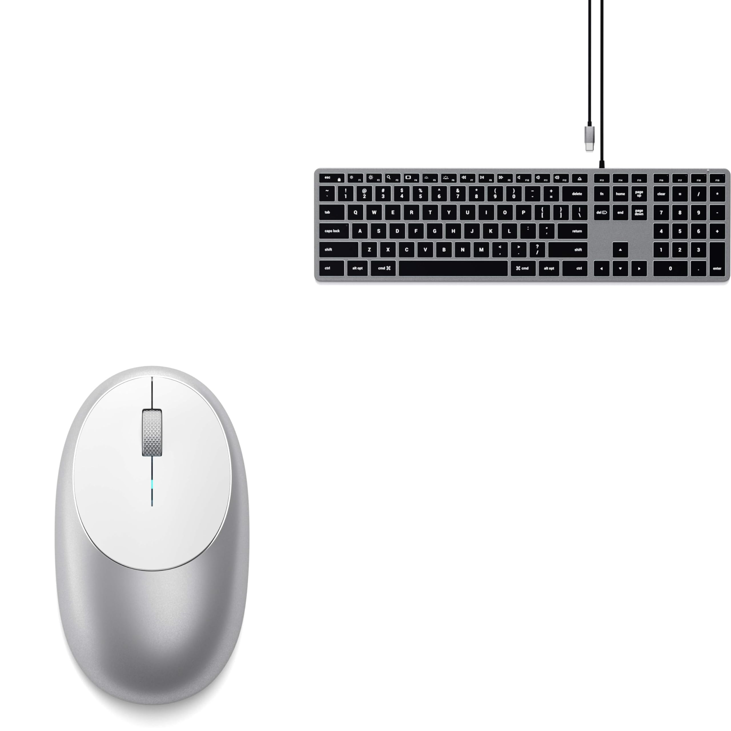 Teclado Slim W3 con cable y ratón M1 Bluetooth inalámbrico Satechi USB-C gris espacial 8