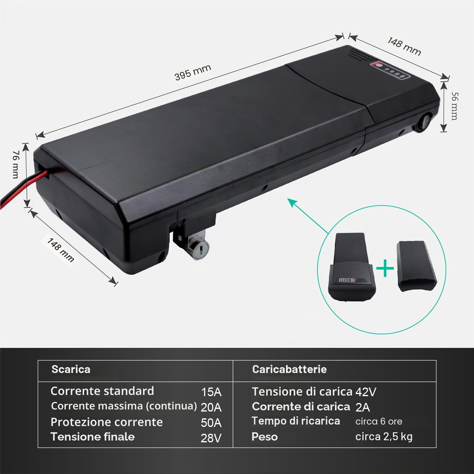 36V 12Ah batteria agli ioni di litio per e-bike per MiFa, Zündapp, Ansmann batteria a rack