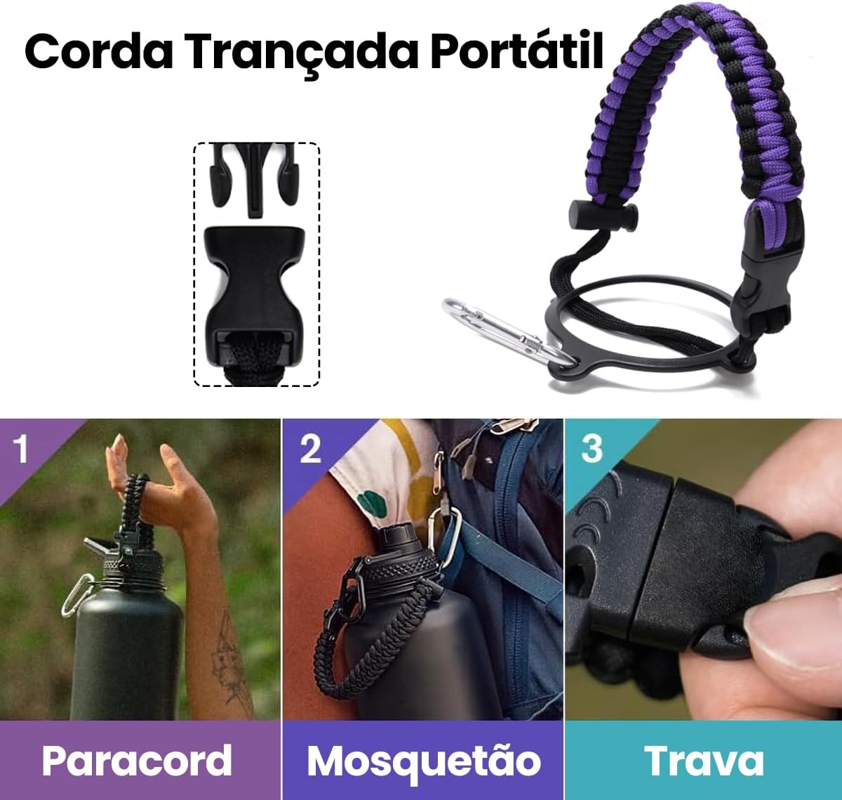 MODUS Garrafa Térmica Esportiva De Aço Inoxidável Com Isolamento A Vácuo De 1000ML (Roxo)