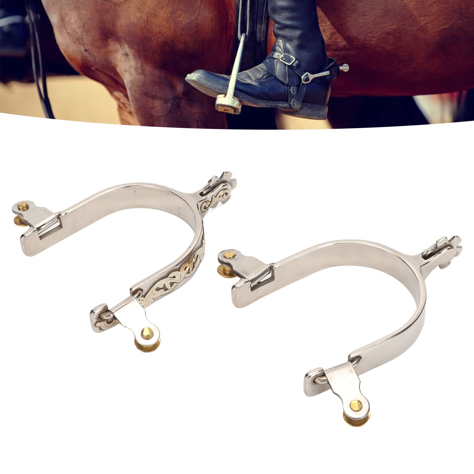 2 Pezzi Speroni da Cavallo Western in Acciaio Inossidabile con ingranaggio Girevole per Equitazione Cowboy Uomini Donne Accessori per Stivali 70 x 90 mm