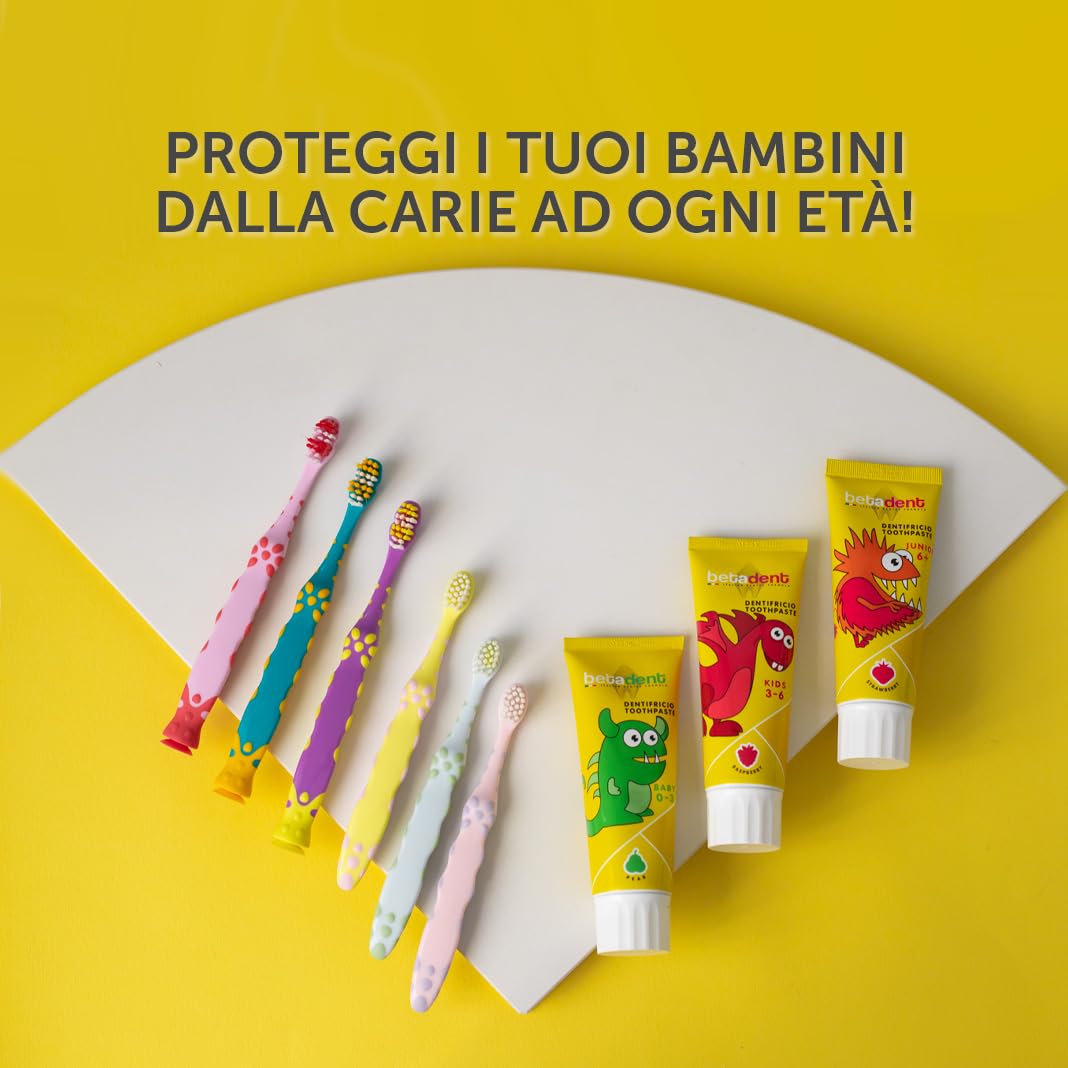 Betadent DENTIFRICIO BABY PER BAMBINI DA 0 A 3 ANNI. Senza Fluoro. Gusto Pera. Azione Antiplacca, facilita la dentizione. Formulazione naturale - 75 ml