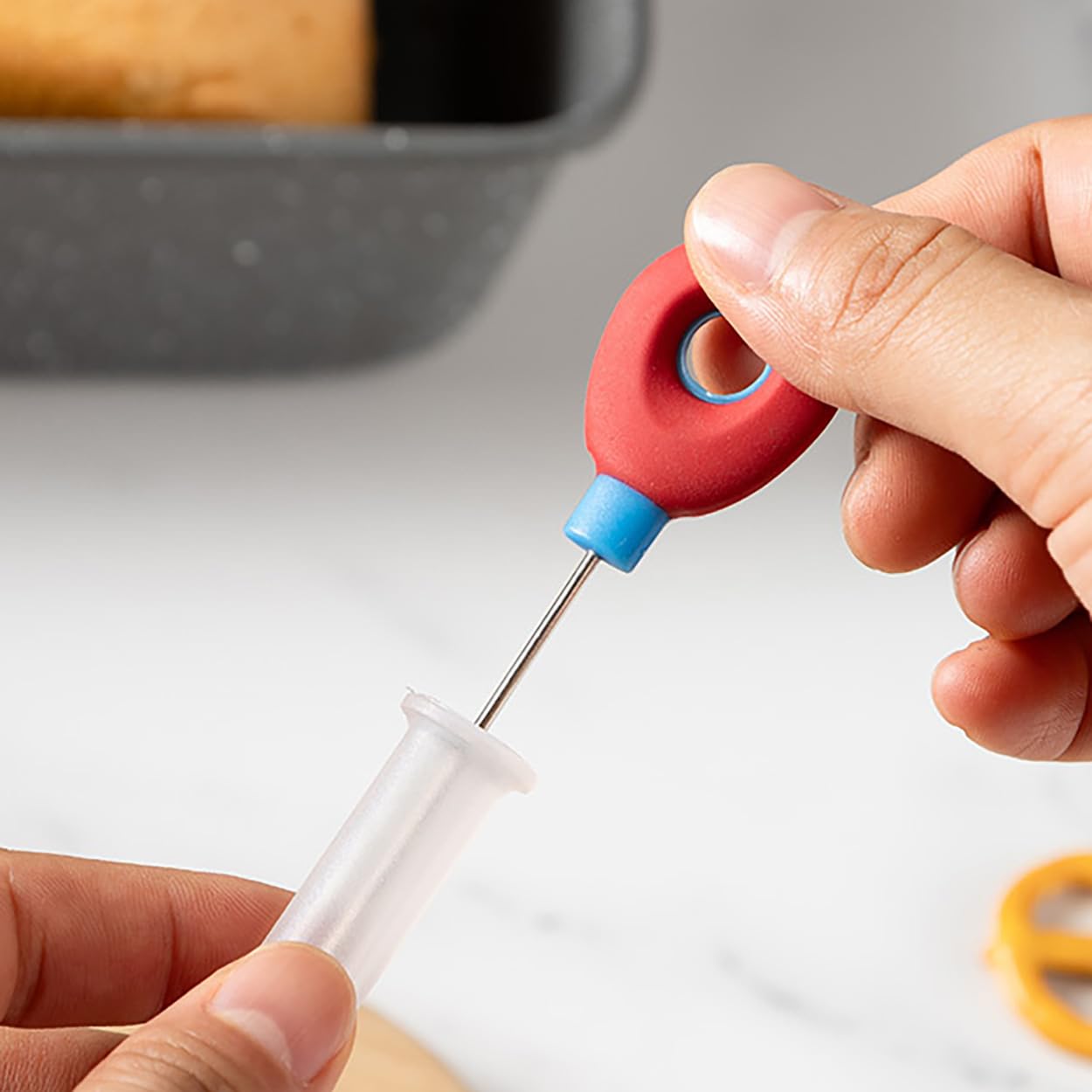 2PCS Stainless Steel Cake Thermometer Probes Red Baking Temperature Testers Frosting Stirring Probes for Bread Cupcakes and Brownies Length 155mm/6.1in