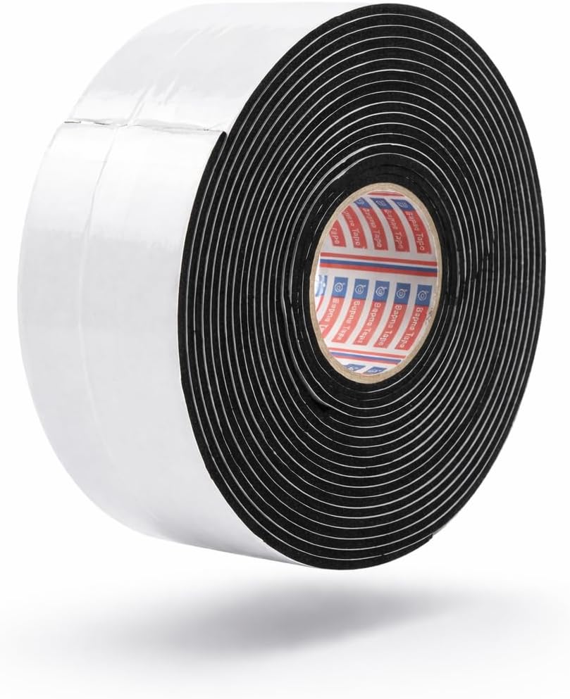 Nitrile Neoprene Foam Insulation Tape Self-Adhesive Cushioning Weather Seal Strip Noise Dampening Gap Filler Door Window HVAC Refrigeration Automotive Black 100 mm x 6 mm x 10 m