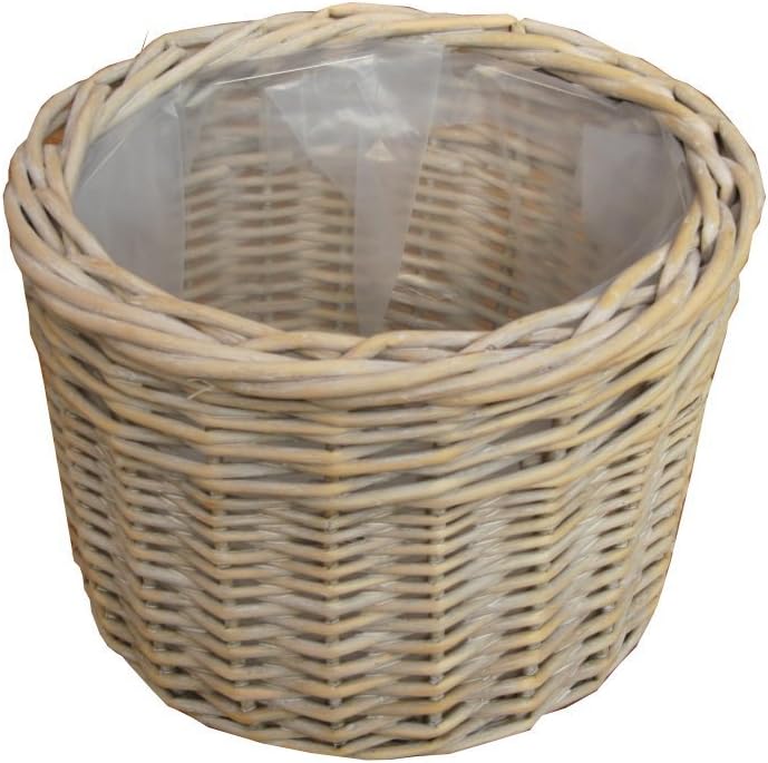 Provence Round Planter / Plant Pot / Storage Basket - White Wash Finish - 3 Sizes Available (Medium (260mm dia x 180mm height))