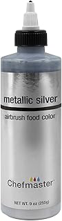 U.S. Cake Supply 9-Ounce Airbrush Cake Food Color Metallic Silver