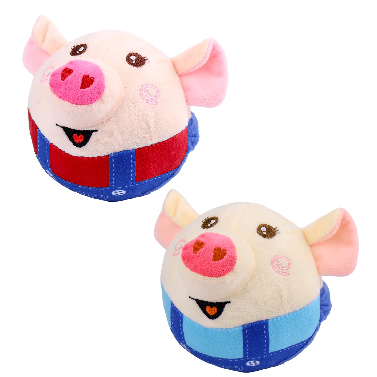 Mity rain Interactive Dog Ball Cover, Replacement Covers Only for Bouncing Ball (Blue Pig+Red Pig)