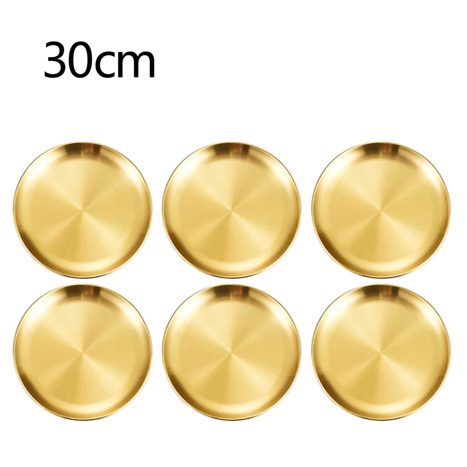 Bandeja de Servicio de Acero Inoxidable Juego De 6 Platos Acero Inoxidable For Pollo Frito, Barbacoa, Carne, Verduras, Frutas, Bandeja Almacenamiento For Fiestas(30cm Gold)