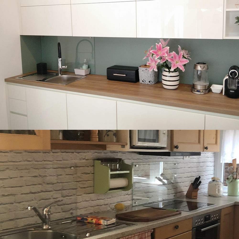 Melko®, parete da cucina in vetro, paraschizzi per piano cottura, vetro di sicurezza ESG da 6 mm, lasta trasparente 80 x 50 cm