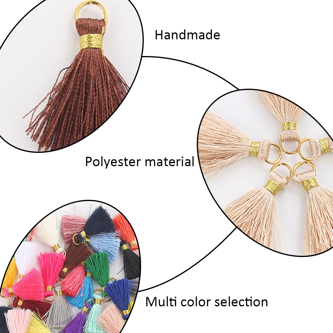 50 Pièces Mini Glands Pendentifs, 2 Cm Mini Glands, Tassels En Coton Fait Main, Pendentifs En Coton Fait Main, Idéal Pour DIY Bijoux, Boucles D'Oreilles, Bracelets, Porte-clés - Multicolore