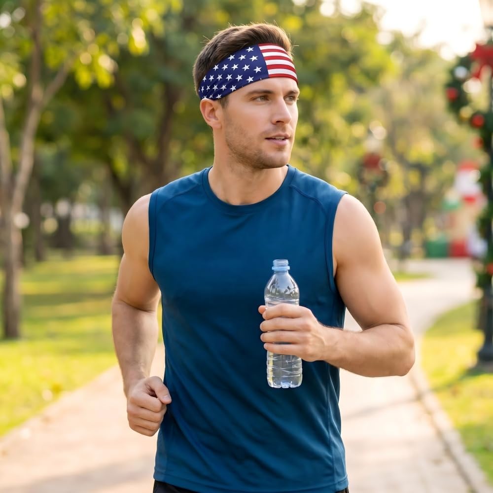 ONUPGO Country Flag Headbands, Wide National Flag Head Bands for Sports Events, Non-Slip Sweatbands for Soccer, Tennis, Workout, Costume