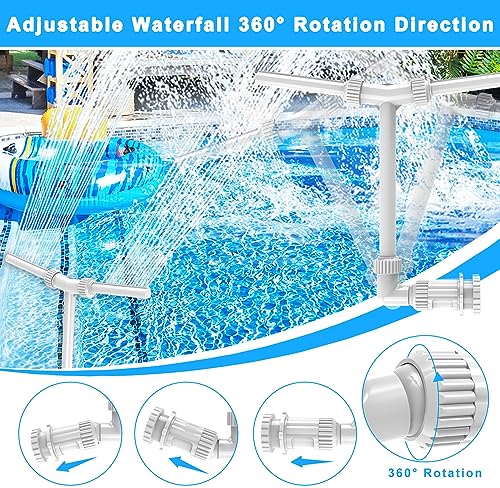 Wasserfall Pool, Dual Spray Einstellbarer Pool Zubehör, Pool Wasserfall mit Adapter Belüfter für Über Inground Spa Kühles Warmes Wasser Temperaturen