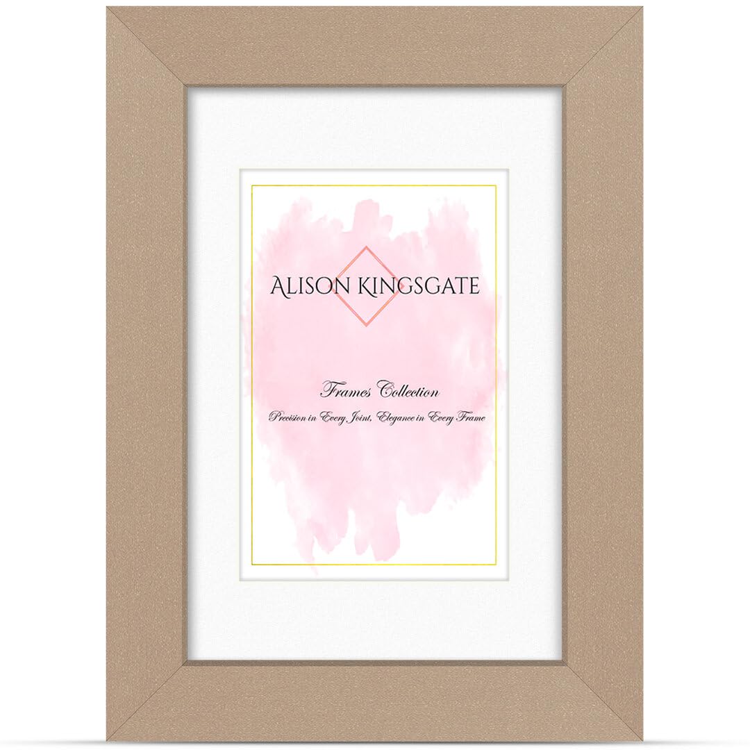 Alison Kingsgate 7x5 Rose Gold Picture Frame with 6x4 Mount - Engineered Wood Photo Frame with Precision Cut Cardboard Mount - Ideal for Posters -Sizes & Colours Available — image 1