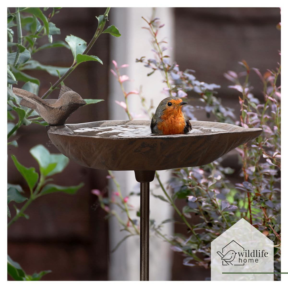 wildlife home Bain d'oiseaux debout sur piquet I Petit bain pour oiseaux sauvages Jardin Balcon Résistant au gel en fonte