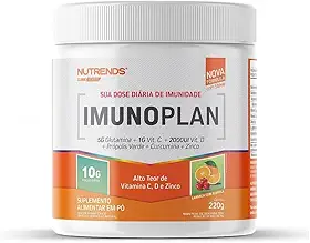 Nutrends Imunoplan Shot Matinal com Glutamina, Cúrcuma, Vitamina C, Vitamina D e Própolis, Sabor Laranja com Acerola, 220g