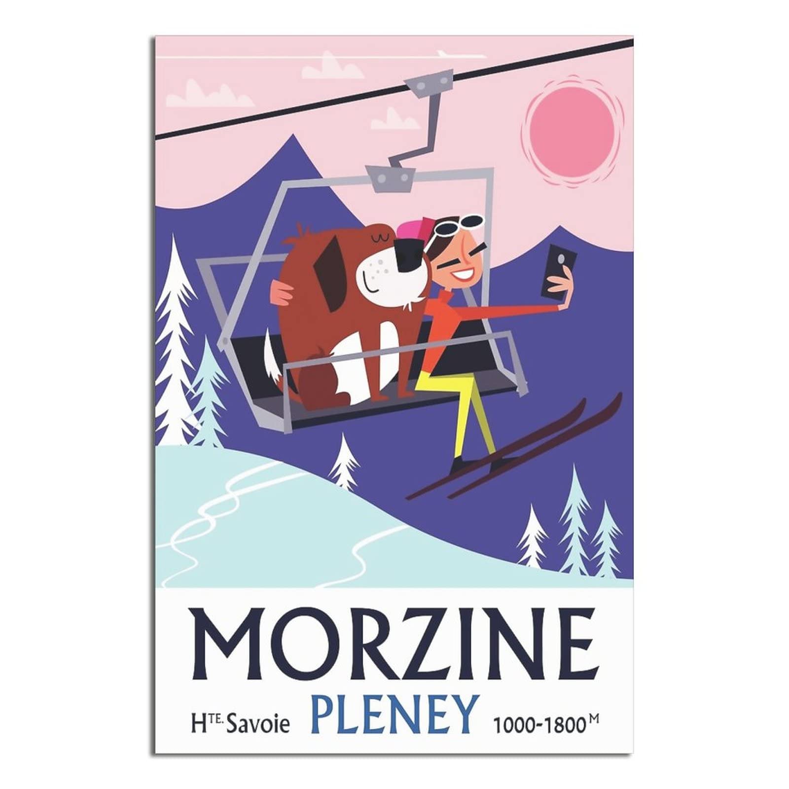 Nmnm Unframe-Style Morzine Cable Car Ski Vintage Travel Poster Canvas Art Wall Decor Poster Picture Print Painting Posters Gift 8X12inchs(20X30cm)