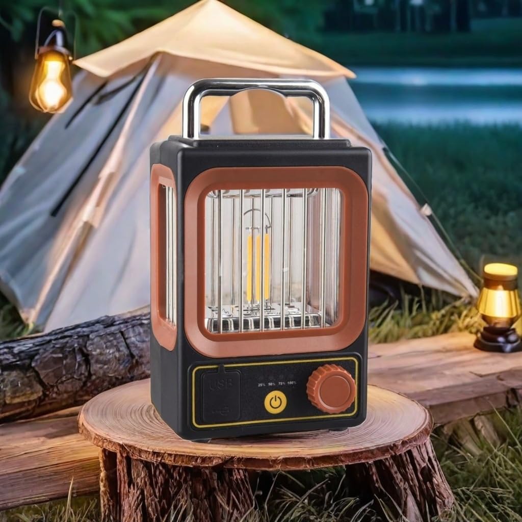 VIAXANA Camping Lanterns Solar Rechargeable, Portable Electric LED Camping Lights Outdoor Hanging Tent Light Vintage Tabletop Lantern Decor Stepless Dimming Waterproof for Camping, Power Outages.-image-30