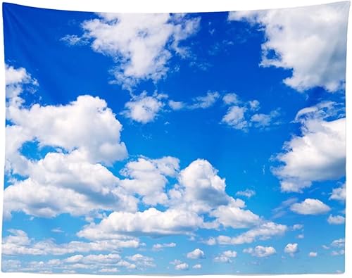 BELECO Tapiz de cielo azul para colgar en la pared, decoración artística de nubes blancas para dormitorio y sala de estar