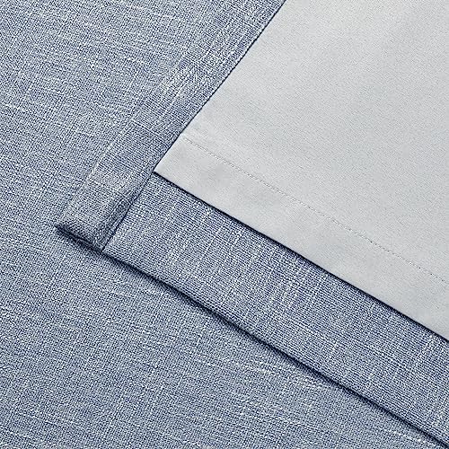 Image of Vision Home Chambray Blue Pinch Pleated Full Blackout Curtains Room Darkening Window Curtains 90 inch for Living Room Bedroom Thermal Insulated Pinch Pleat Drapes with Hooks Back Tab 2 Panel 40 inchWx90 inchL