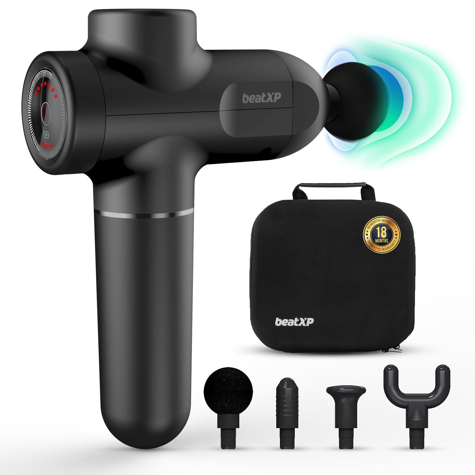 beatXP Flash Massage Gun, Body Massager Machine for Pain Relief | Touch Button - Percussion Gun Back Massager Case (4000 mAH Battery) & up to 18 Months Warranty (Black) (B0C595PNLK) Amazon Price History, Amazon Price Tracker