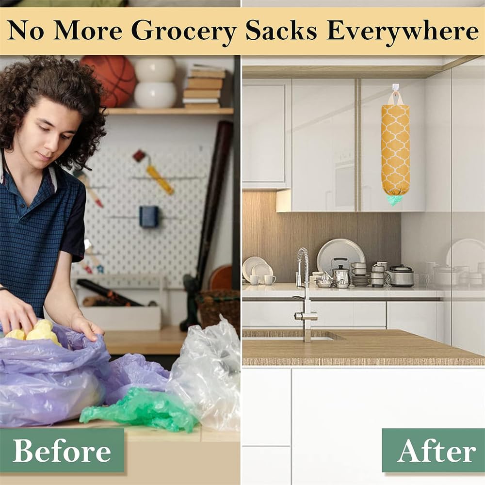 Soporte para bolsas de plástico, soporte lavable para bolsas de plástico, dispensador de almacenamiento de bolsas de plástico duradero con lazo para colgar, dispensador de bolsas de basura de