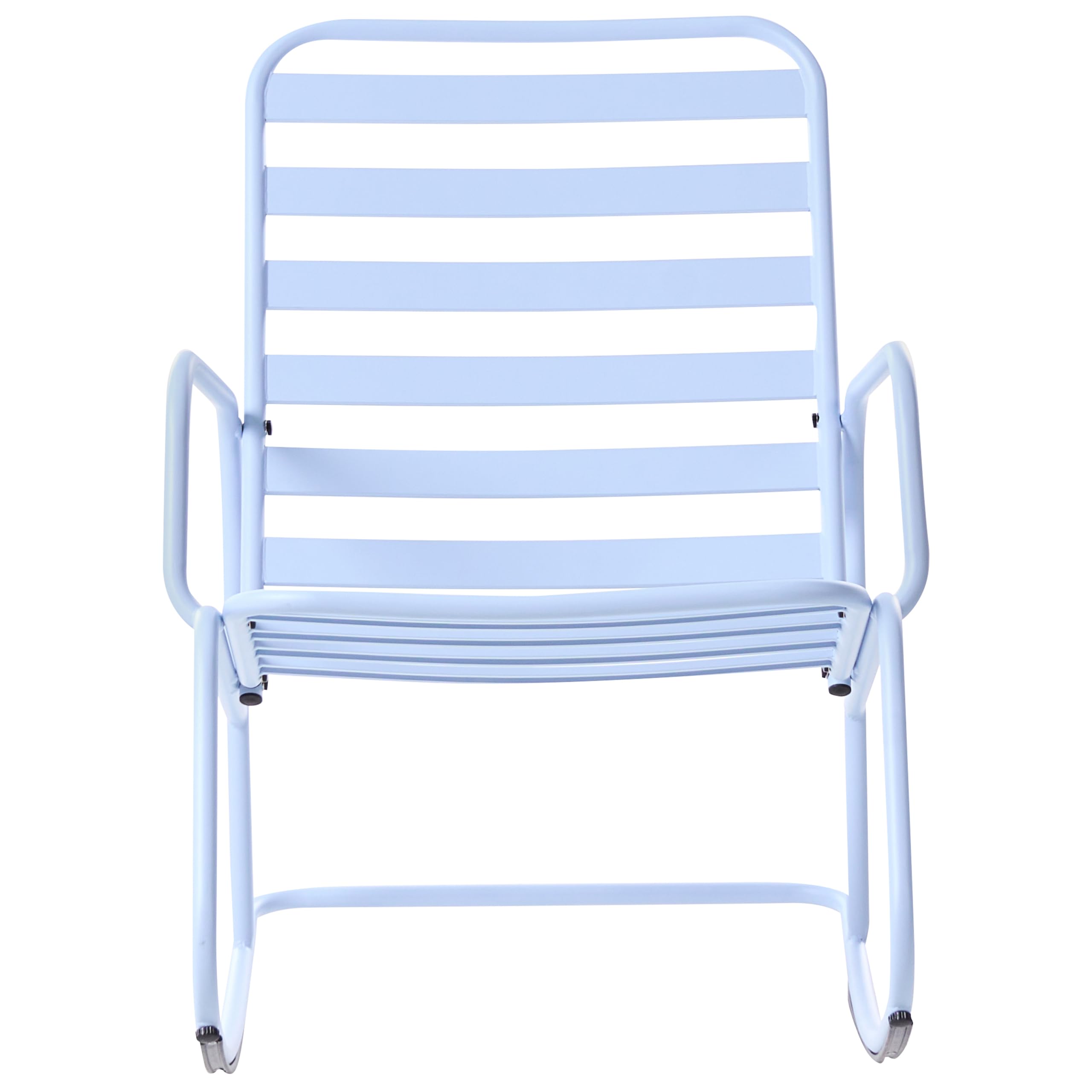 Beliani Sedia a dondolo da giardino moderna in metallo Design a doghe per esterni Alluminio Azzurro
