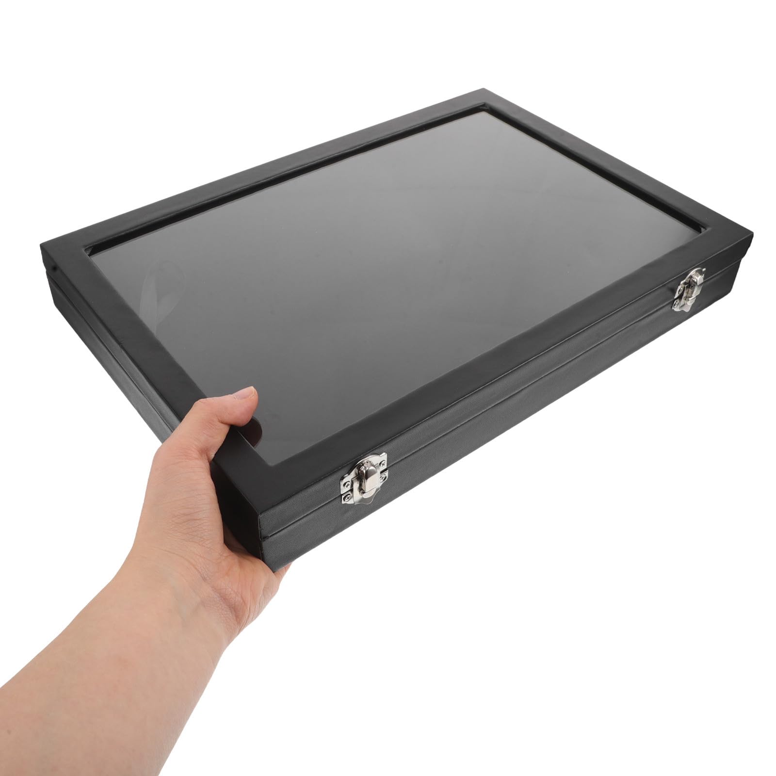 Angoily Scatola Porta Gioielli e Spilla in Velluto Nero Coperchio Acrilico Trasparente, Organizzatore Portatile per Collezione in Casa e Ufficio