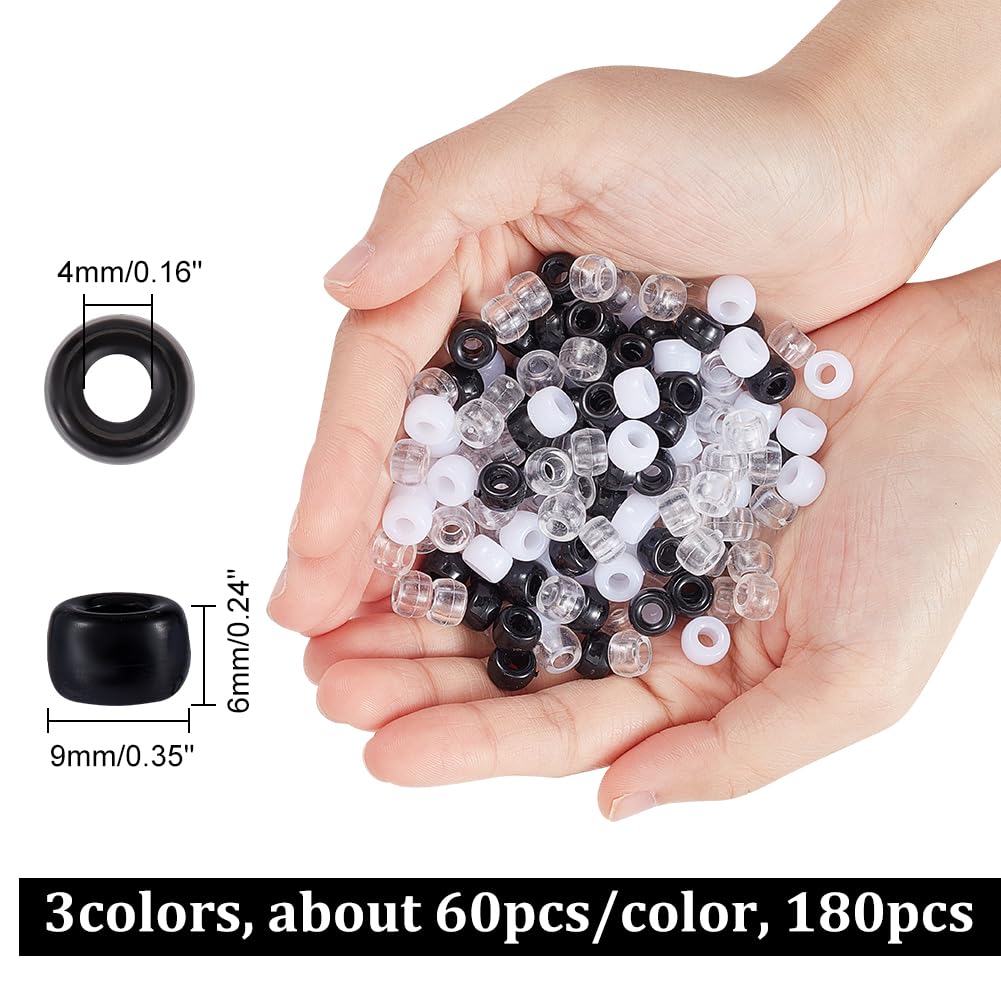 DAHI 1000 Pezzi Perline Colorate Acrilico Pony Beads, 6 x 9 mm, Perle Capelli, Perline Foro Grande Multicolore, per Braccialetti Collane Gioielli Fai da Te (C
