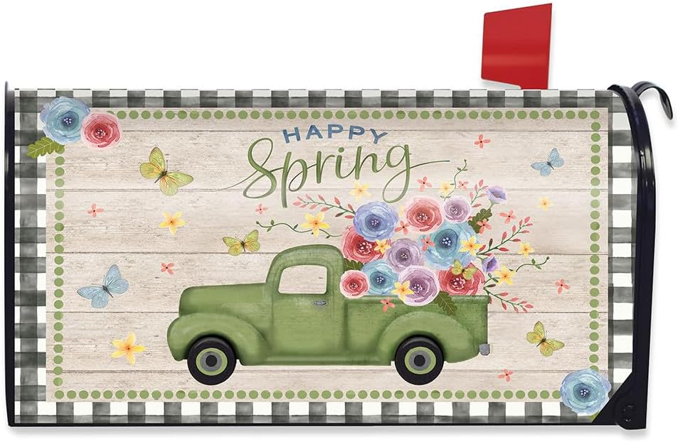 Briarwood Lane Happy Spring Pickup Truck Floral Large Oversized Mailbox Cover