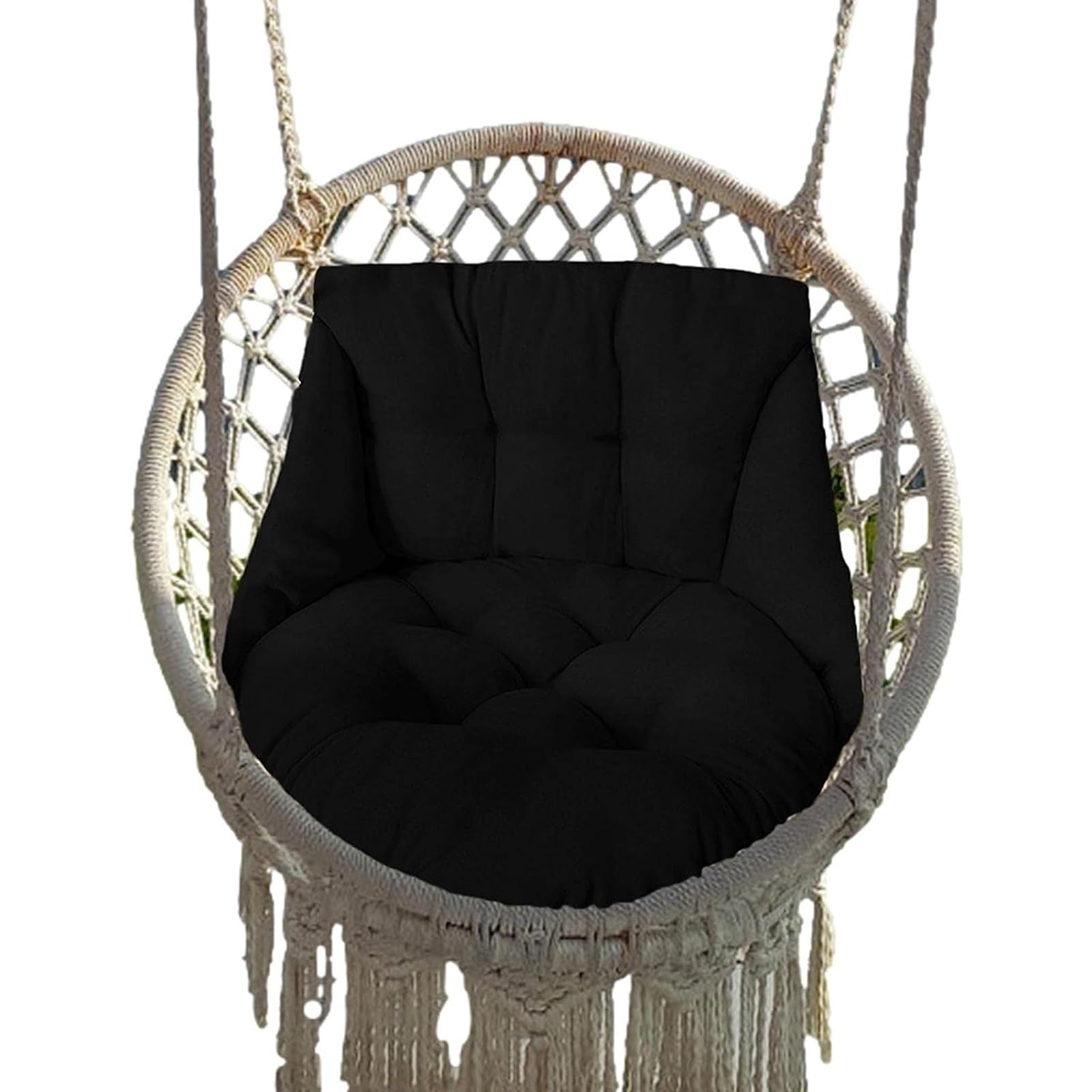 Cojín de Respaldo para Silla, Cojín para Hamaca con Respaldo, Cojín para Columpio Lavables, Cojines para Silla de Patio para Muebles de Exterior Interior (Color : Black)
